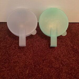 Qty 2 Tupperware Forget Me Not Hanging Tomato Onion Keepers Lg Frost Blue Teal